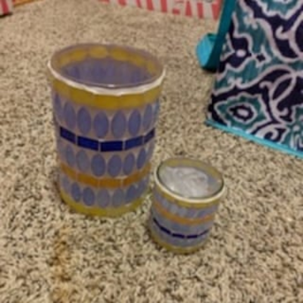 Pink zebra 2 PC shade & candle set